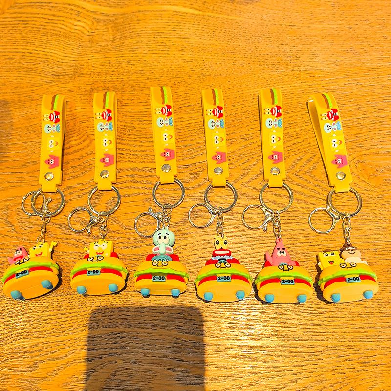 Hamburger 2nd Generation SpongeBob SquarePants Patrick Star Keychain Doll Machine Cartoon Cute Children's Day Gift Cartoon Frind