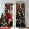 2pcs 2D Flat Printing Merry Christmas Curtain Santa Claus Envelope Christmas Tree Fabric Without Electricity 0 Perfect for