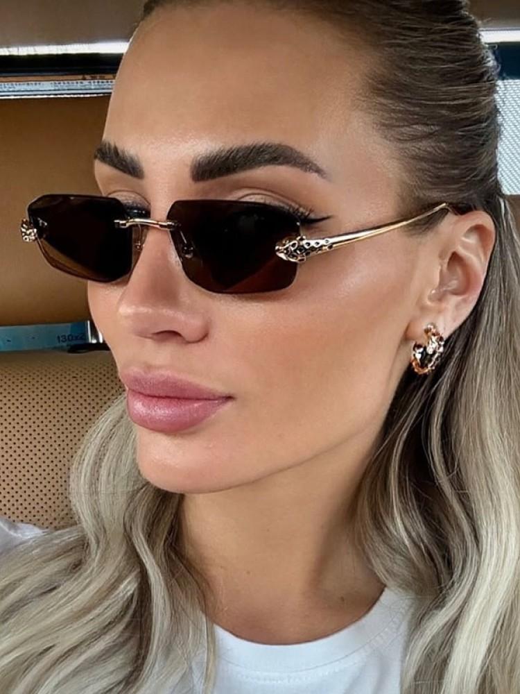 Vintage Rimless Square Sunglasses Women Uv400 Fashion Metal Small Rectangle Punk Glasses Brand Designer Shades For Men