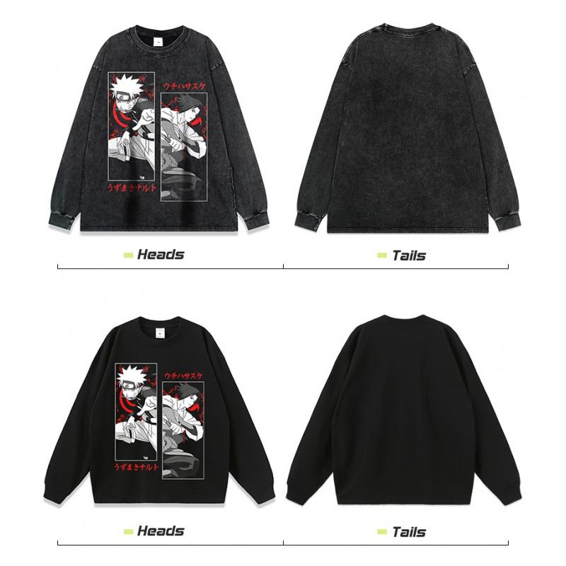 Mens Oversized Hooded Sweatshirt With Distressed Wash Effect Cartoon Print Loose Fit Streetwear Long Sleeve Cotton