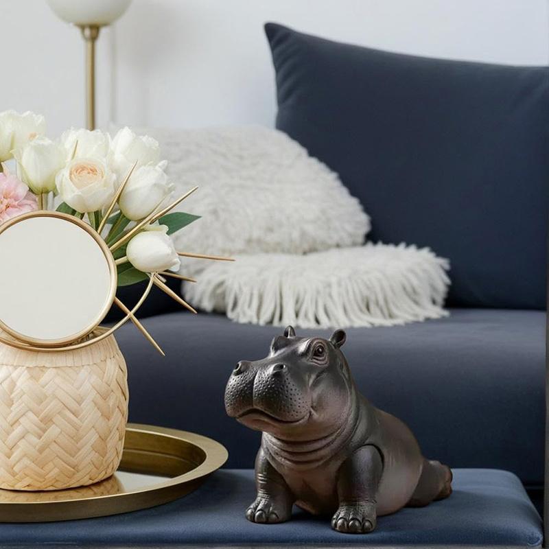 Yoga Master Hippo Statue Handcrafted Resin Hippopotamus Figurine Hippo Figurine Yoga Statue Meditation Hippopotamus For Home