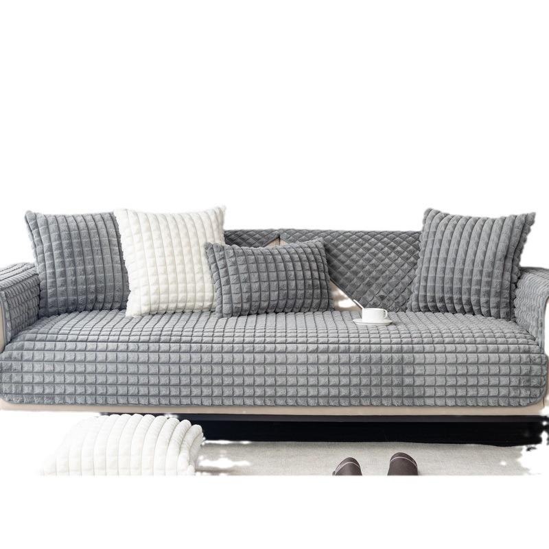 Flannel Sofa Cushion Winter Thickened Plush Warm Non-Slip Seat Cushion Leather Sofa Cover  New Cover