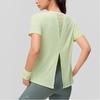 SAUCONY Logo Back Slit Design Round Neck Moisture Wicking Breathable Dopamine Short Sleeve T-Shirt Women T-Shirt Light-Green SC1249033B-GE35
