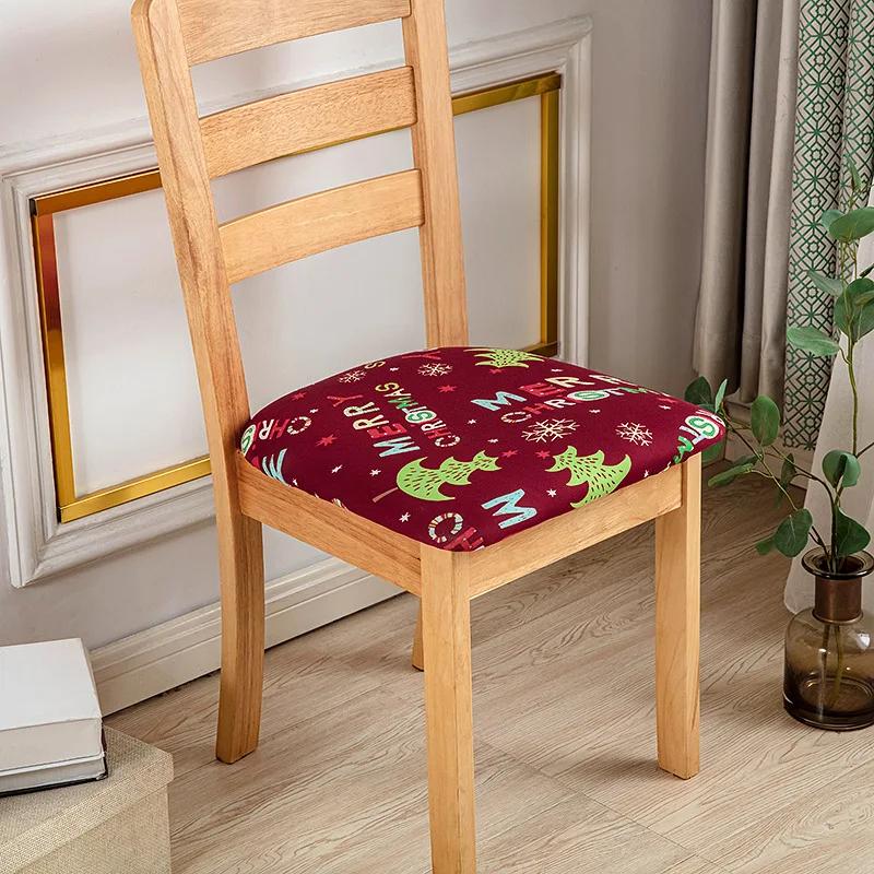 Stretch Printed Chair Seat Cushion Covers For Dining Room Chair Cover For Wedding Banquet Seat Chair Slipcover Home Decor