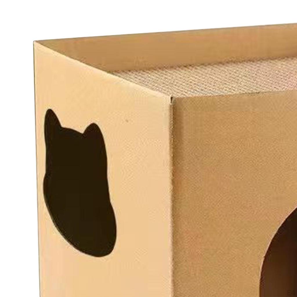 Cardboard Cat Hideaway with Scratching Pad for Small Pets