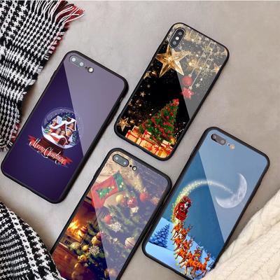 Wesołych Świąt Etui na telefon ze szkła hartowanego Dla iphone 12 11 Pro Max 5 6 7 8 PLUS X XS XR XSMax Obudowa 12Pro Pokrowiec Obudowa