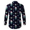 (Tolles Zuhause)Herren-Weihnachtshemden, langärmelig, mit Blumenmuster, Knopfleiste, lustig, niedlich, grafisches Hemd