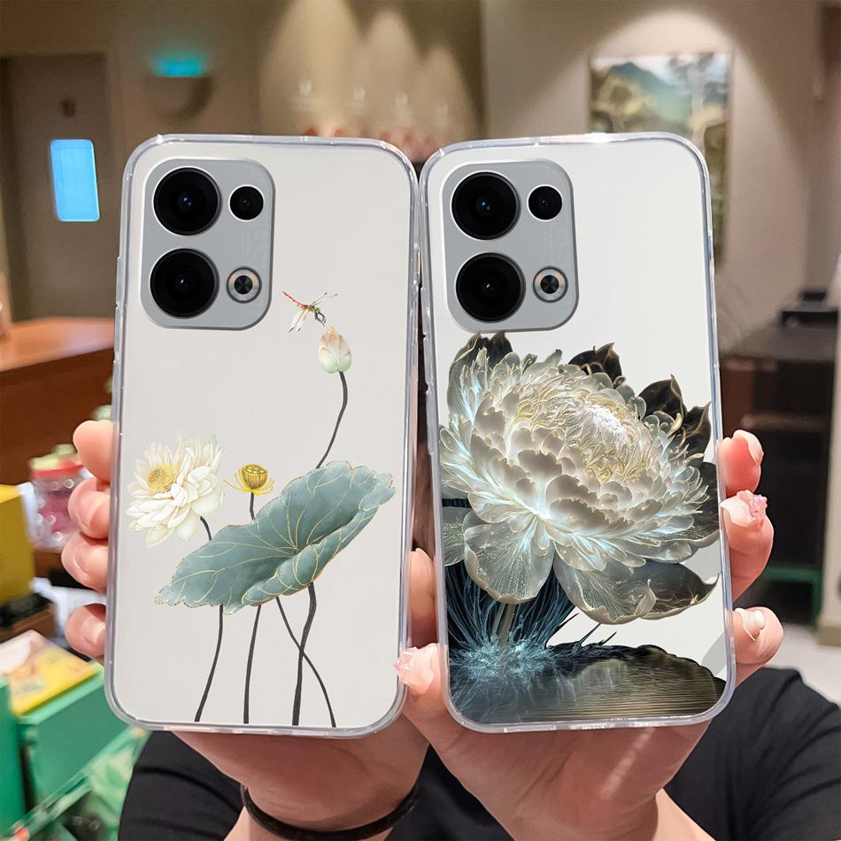 For Oppo Reno 13 Pro Phone Cases Leisure Flower Transparent Back Cover For Oppo Reno13 Pro 13Pro 5G Soft Slim Anti Drop Housing