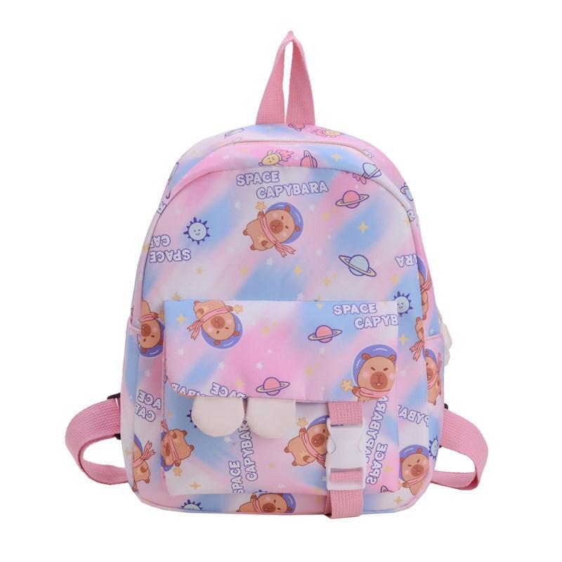 Kindergarten Primary School Students Schoolbag Cute Fun Kapibara Printed Boys And Girls Backpack Children'S Backpack