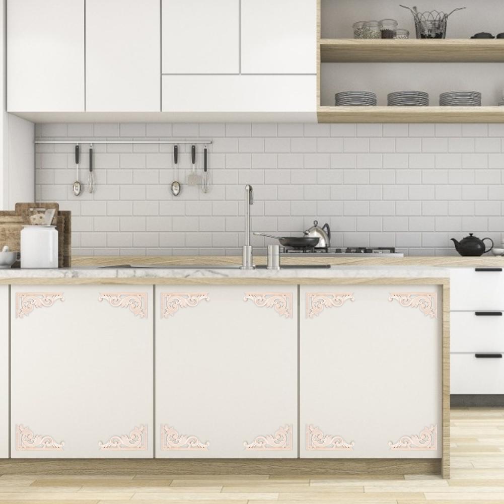 4Pcs European Style Vintage Wood Carving Corner Applique Decal Home Furniture Decoration Accessories 13x7cm