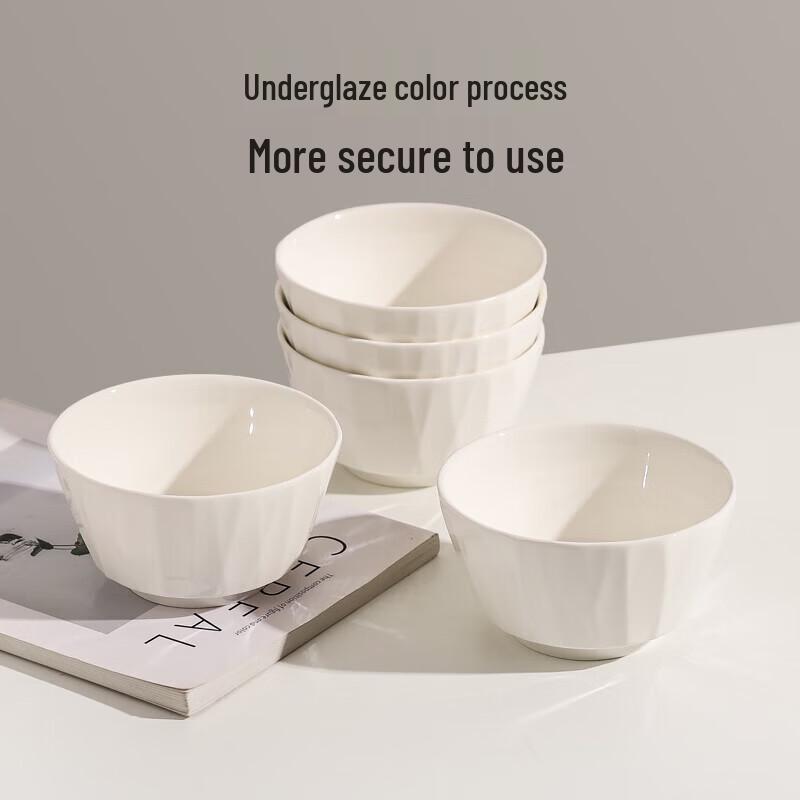 Simple White Ceramic Rice Bowls