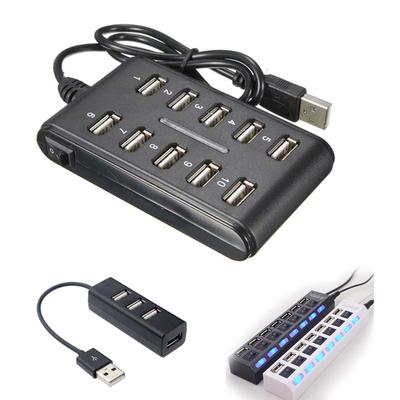 Nouveau commutateurs marche/arrêt Hub USB 2.0 4 ports + câble adaptateur d'alimentation cc pour ordinateur portable