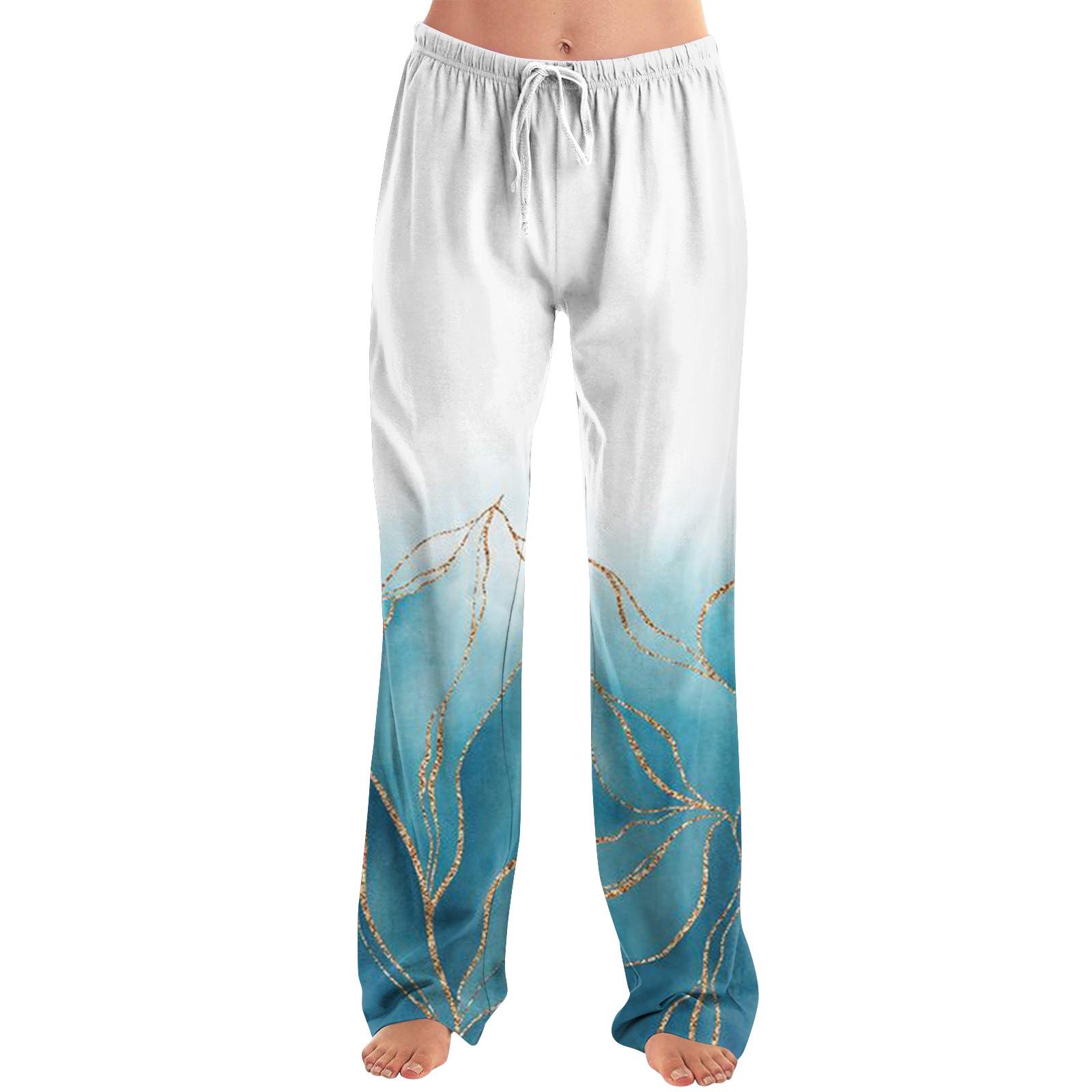 

Женские пижамные штаны, одежда для сна, повседневные брюки с эластичной резинкой на талии, удобные прямые свободные брюки для йоги S