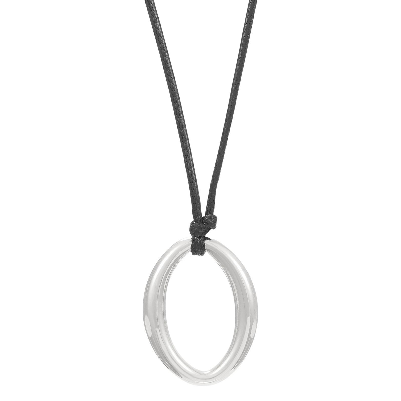 

Стильное ожерелье из вощеного шнура Уникальное ожерелье Отличительное ожерелье Ожерелье с геометрической подвеской Подарок для молодых женщин O серебряный