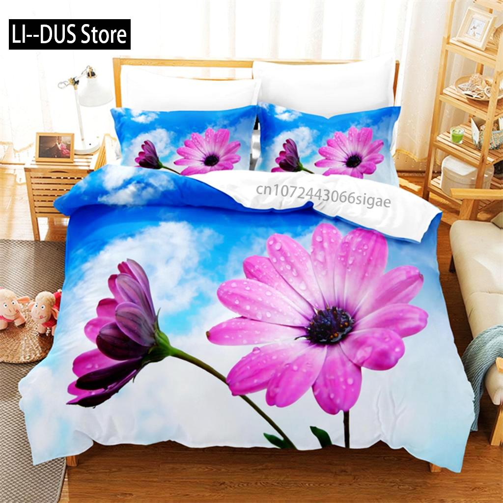 Flower Plants Bedding Set Pink Rose Duvet Cover Set 3d Bedding Digital Printing Queen Size Bedding Set Fashion Design