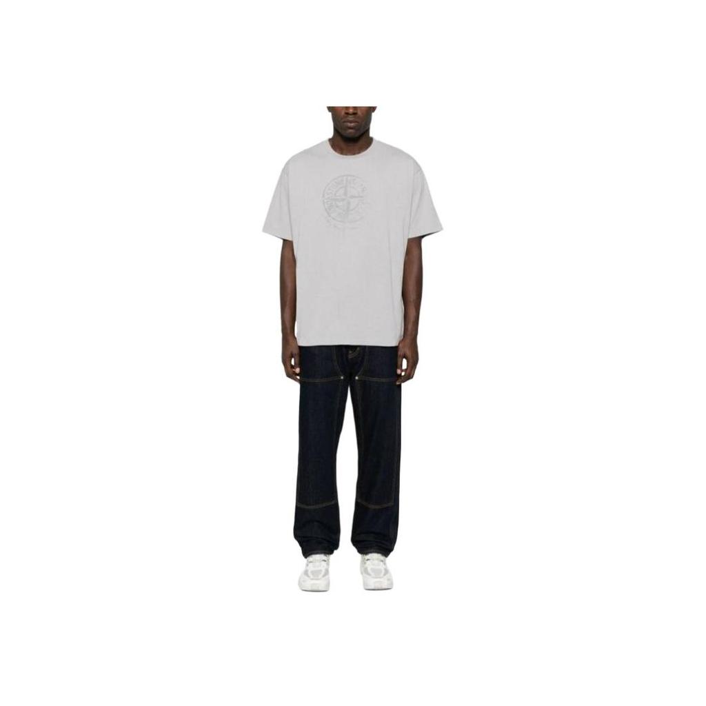 STONE ISLAND Ss24 Solid Color Compass Logo Printed Crew Neck Short Sleeve T-Shirt Men Tops Gray 80152RC87-V0064