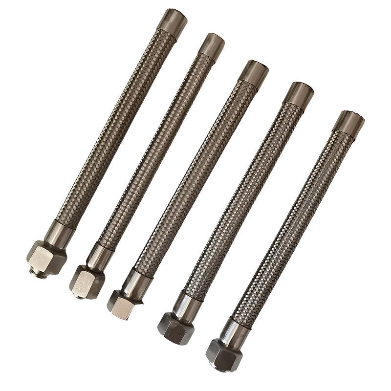 

Нержавіюча гофрована промислова трубка з внутрішньою різьбою, 24° конусом, 5/8 кисневим кульовим клапаном та розвальцованою плоскою головкою. Oxygen Ball Head Metal Hose 5/8