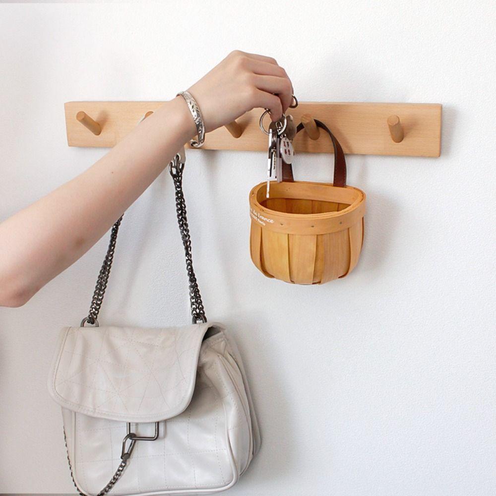 4/5/6/7 Hooks Key Hook Rack Wooden Door Back Clothes Hook Non-toxic Decorative Hook  Entryway