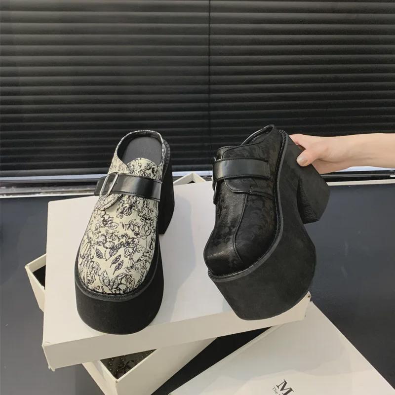 Women's Outdoor Platform Waterproof Slip-Ons - 11CM Heel, Large Size 2025 Summer Collection