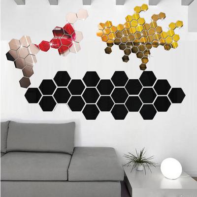 12Pcs 3D Mirror Hexagon Vinyl Removable Wall Sticker Decal Home Decor Art DIY