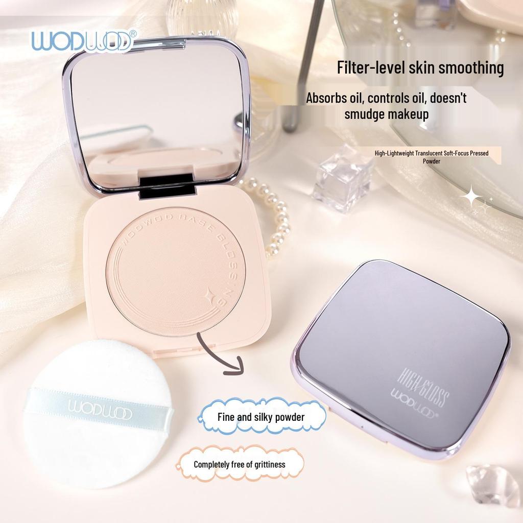 WODWOD Translucent Soft Focus Highlight Pressed Powder: Oil Control, Waterproof & Sweatproof, No Caking Concealer & Setting Foundation.