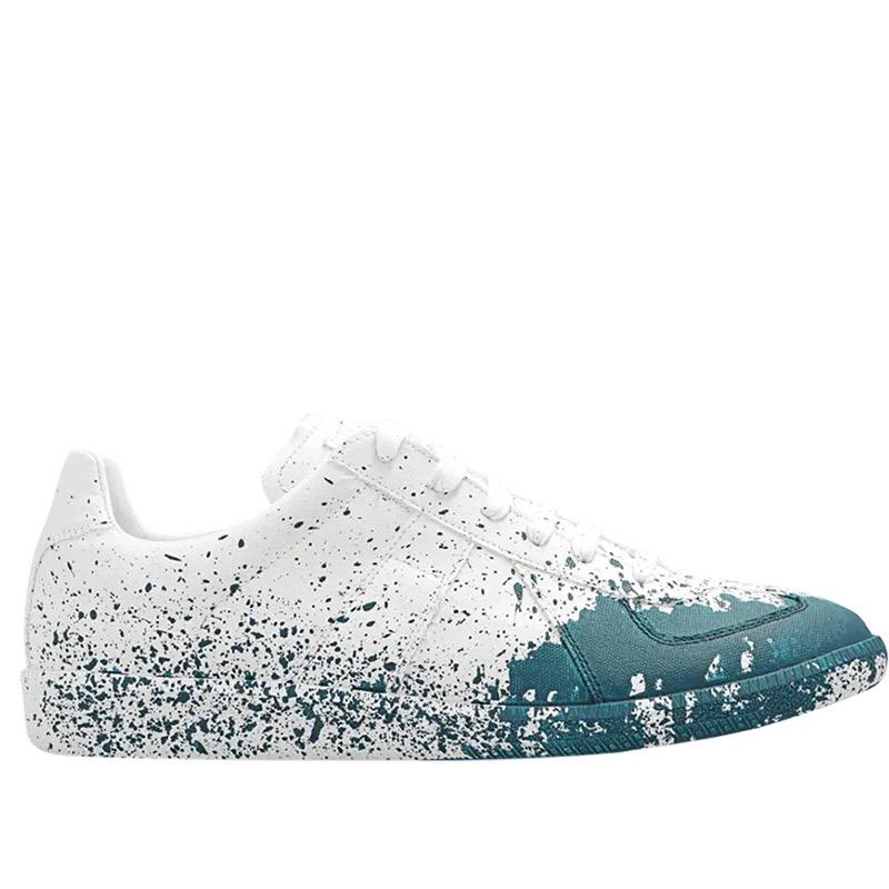 LUXSOLE High Quality Men Fashion Black White Leather Paint Splatter Low Top Casual Shoes Unisex Luxury Brand Spring Autumn Flat Shoes