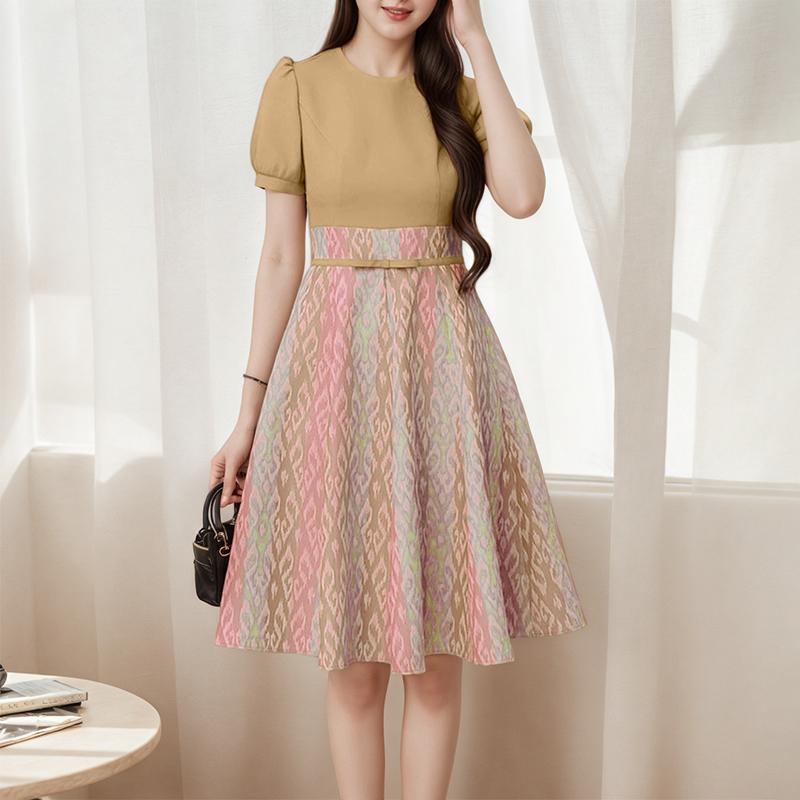 ZANZEA Women Casual Round Neck Short Sleeve Summer Print Dress