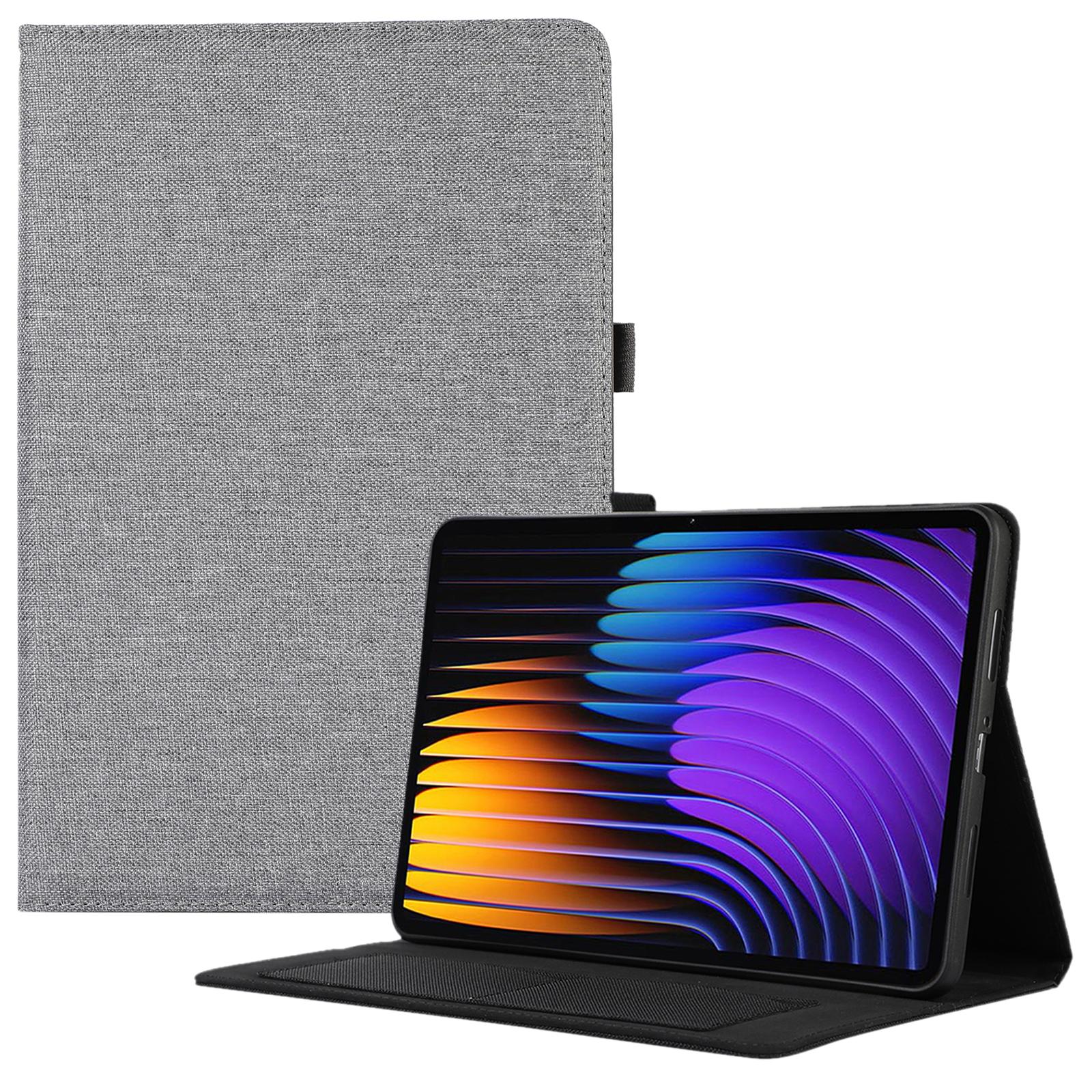 

Кожаный чехол для Xiaomi Pad 7/Pad 7 Pro с держателем для карт, тканевой текстурой, подставкой для планшета Grey