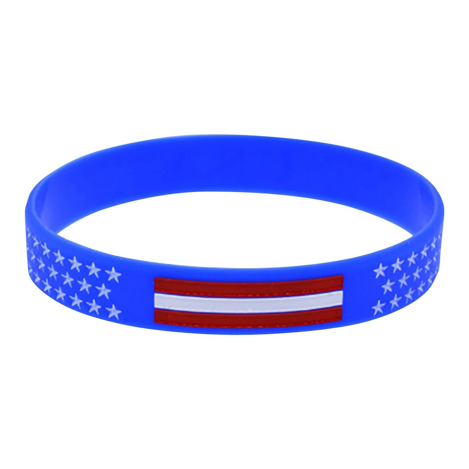 

1pcs Usa American Star Spangled Flag Rubber Wrist Band Printed To Celebrate Independence Day Bracelet Decoration