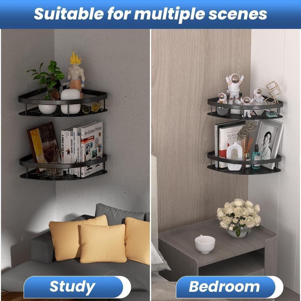 1 Pcs Bathroom Accessories Aluminium Heavy Duty Self Adhesive Bathroom Corner Shelf for Wall, Multipurpose Wall Mounted Bathroom Organiser,