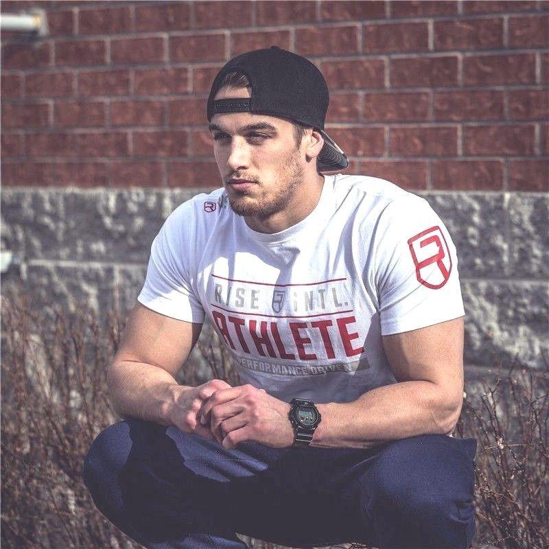 

Мужская футболка для зала Кроссфит Фитнес Бодибилдинг Мышцы Мужская футболка с клеевым принтом L=US/UK/AU S белый