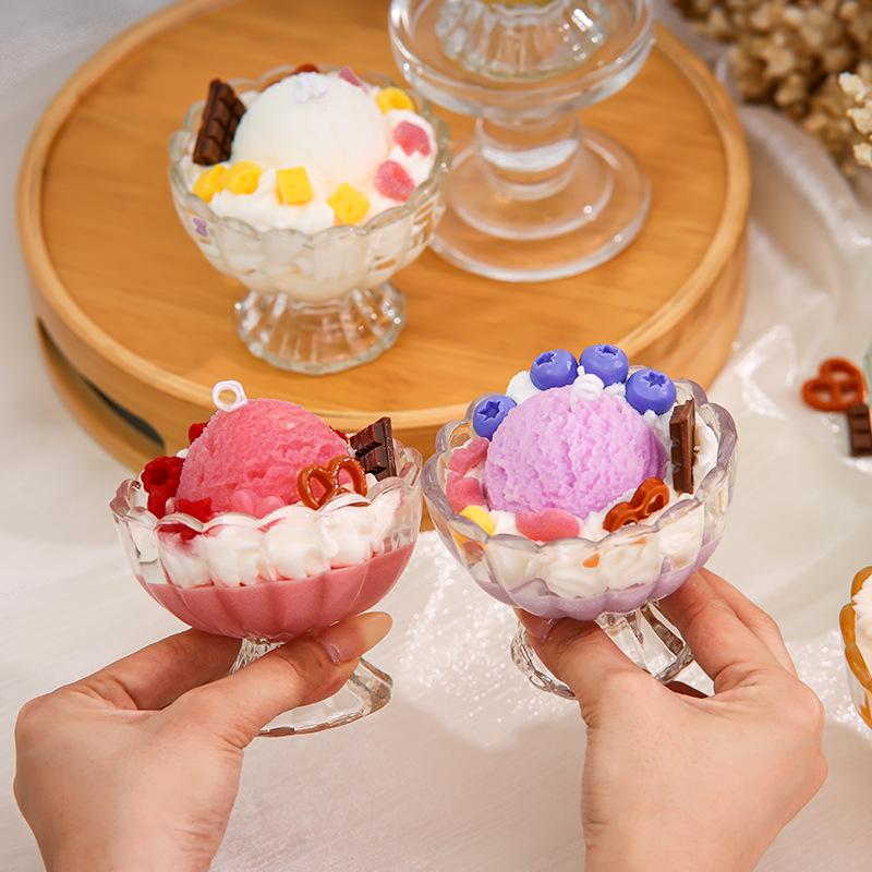 Handmade Scented Soy Wax Candle in Fruit Ice Cream Glass - Birthday Gift & Ornament