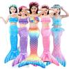 Girls Little Mermaid Dress Up Outfit Kids Mermaid Tail Costume +Top+ Panties Girl Halloween Cosplay Bikini Bathing Swimsuit Carnival Party Clothes KTB