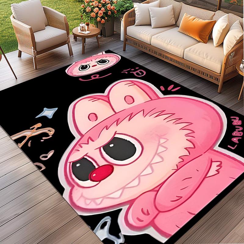 Labubu Print Rug, Washable Floor Carpet, For Entryway Dorm Laundry Room Office Study, Home Decor Birthday Christmas Gift