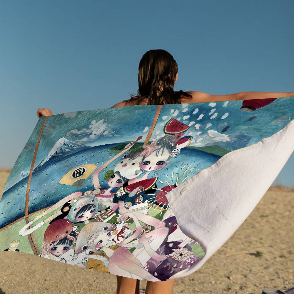 A-Aya-Takano Surreal-Vibrant Beach Towel Colorful Bath Towels for Girl Microfiber Quick Dry Sand Free Beach Yoga Spa Gym Pool