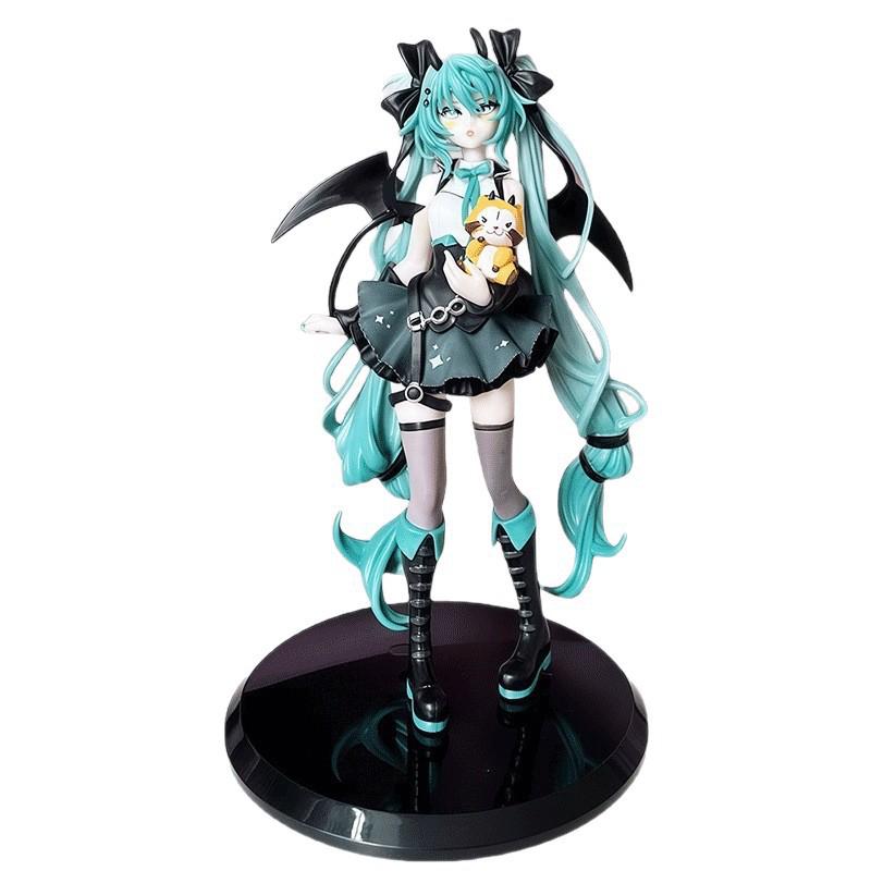 Anime Little Devil Hatsune Miku Premium Action Figure 2D Style Model Raccoonthemed Devil Miku Collectible Decorative Ornament