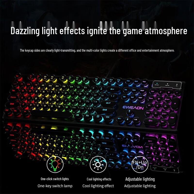 Qianxingzhe GX330 Retro Punk Mechanical Feel Gaming Keyboard