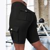 Atmungsaktive Damen Yoga-Shorts mit Po-Lifting und Knopf-Taschen für Frühling/Sommer, Schlanke Fitness-Shorts