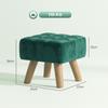 Velvet Square Padded Footstool - Dark Green