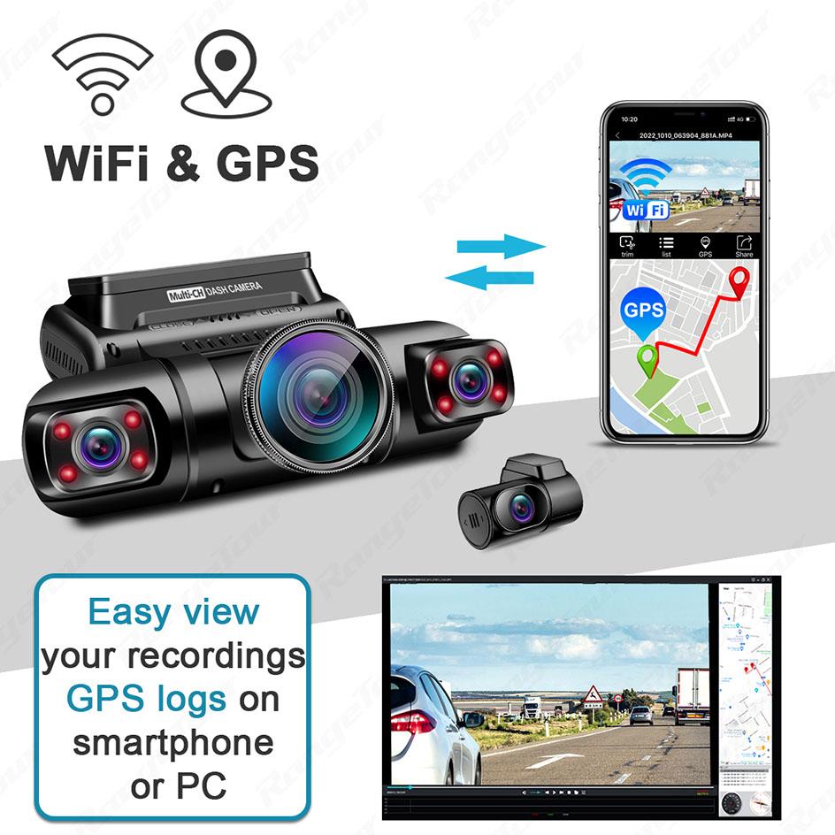 4 Channel 1080P Car DVR WiFi GPS 4 Lens 170 Degree with Rear Camera Dash Cam Dual 8 Infrared Light Night Vision Car Camera