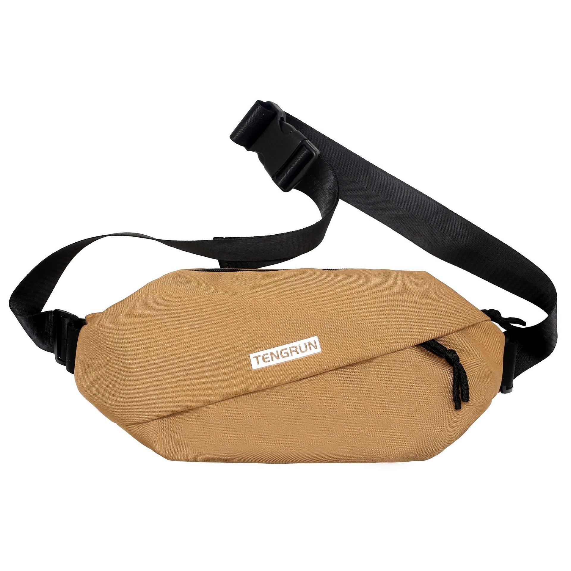 

2025 nylon waterproof solid color breast bag super cool large capacity trendy brand shoulder leisure bag коричневый