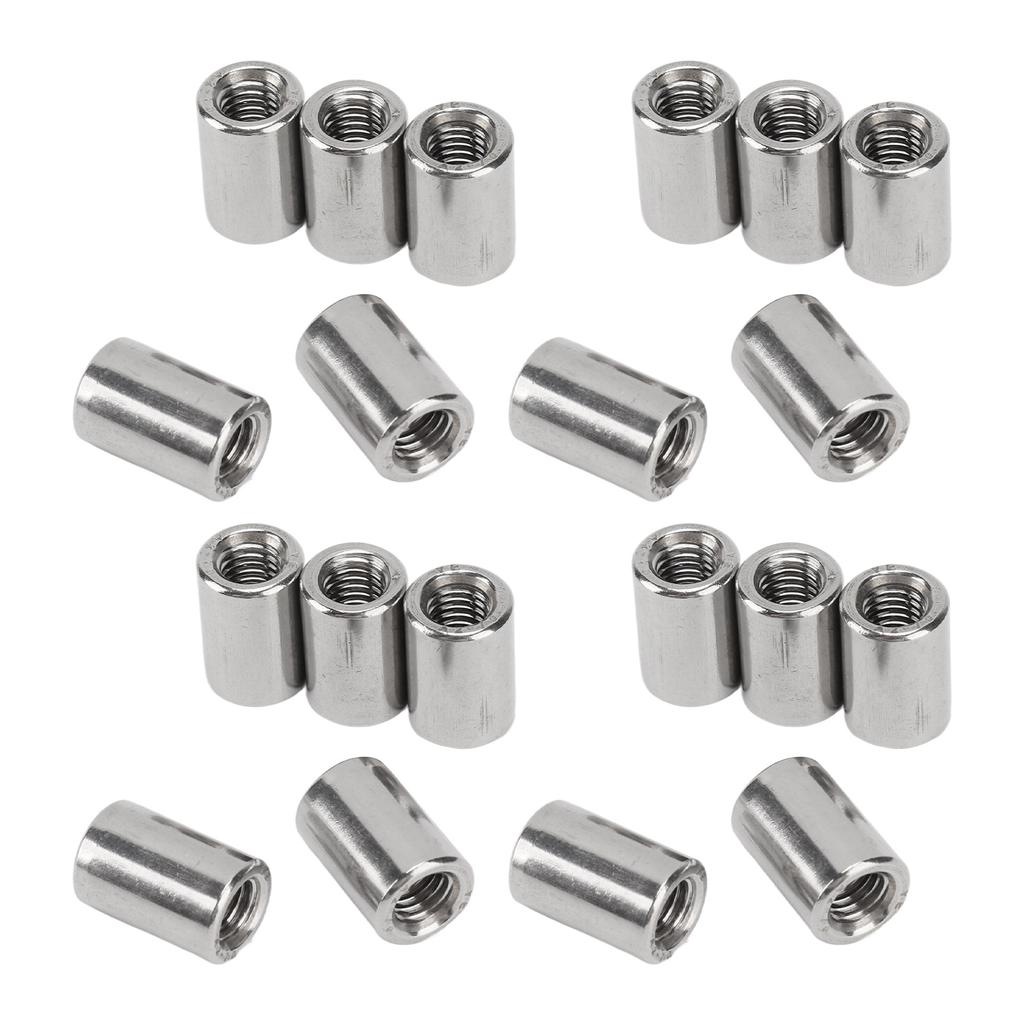 20 Stück Verbindungsmutter Rund Edelstahl Stangenverbinder Mutter M6 Innengewinde Befestigungselement
