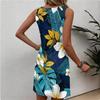 Women's Fashionable Casual Hawaiian Print Round Neck Sleeveless Dress