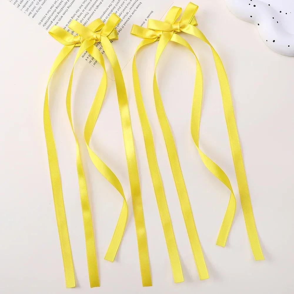 LOVEKIKI 2Pcs Long Tassel Hair Bow Hair Clips for Girl Lovely Ribbon Headwear Ins Party Ponytail Barrette Women Hair Accessories
