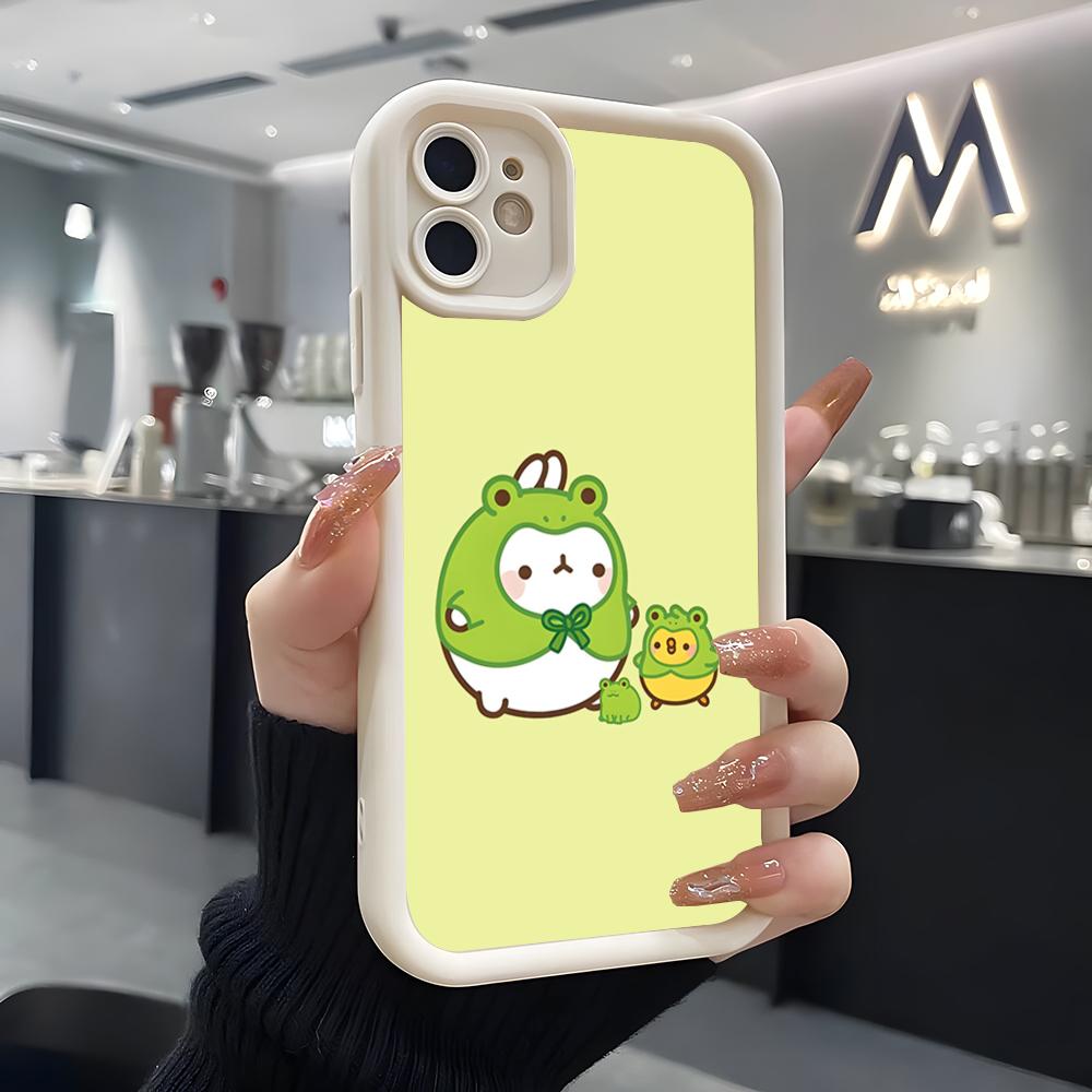 Cute A-molang Phone Case For IPhone Air 17 Pro Max 16 E 15 14 Pro Max 13 12 11 Mini Plus Soft Silicone White Cover