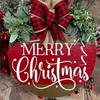 1pc Rustic Wooden Round Door Hanger - Merry Christmas Plaid Bow Sign, Perfect for Farmhouse Home & Porch Decor decoracion
