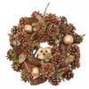 Gold Glitter Pinecone Wreath with Owl 30cm