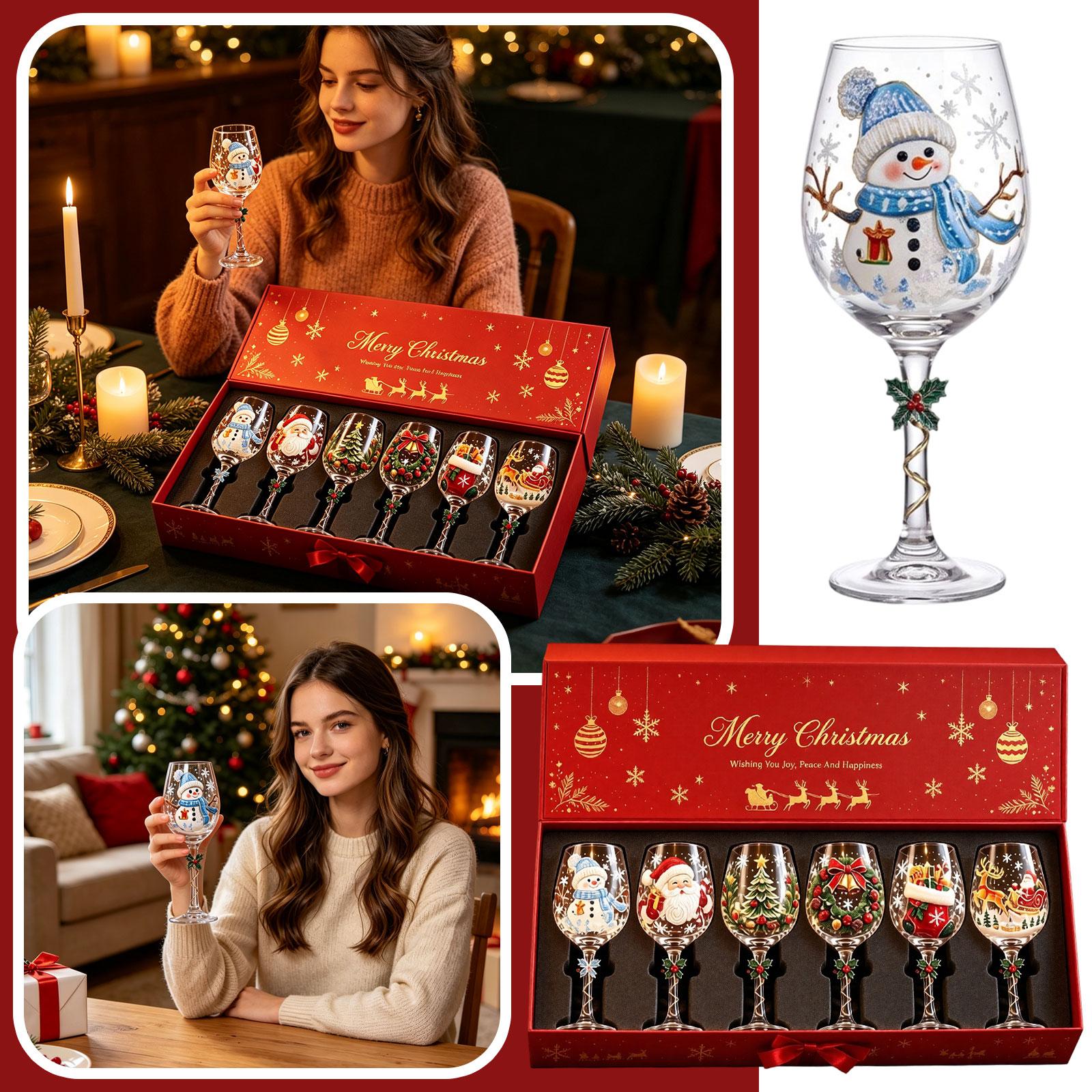 Christmas Glass Goblet with 2D Design