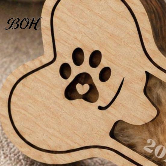 Holz Haustier Gedenkbehälter Hund Haare Andenkenbox, Knochenförmige Dekorative Aufbewahrung für Zuhause Büro Beileidsgeschenk Verlust von Haustieren Box