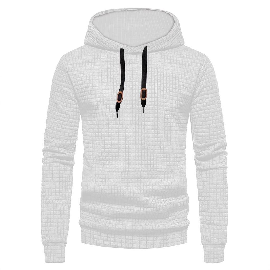 Casual Long Sleeve Hoodie With Patchwork And Plaid Pattern For Men